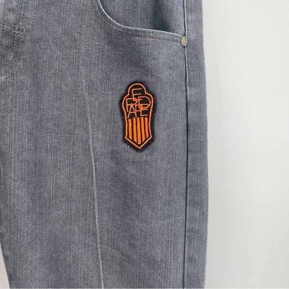 Red Ape Jeans Mens Size 36 X 31 Gray Patches Y2k Hip Hop 5 Pocket Style - Picture 4 of 10